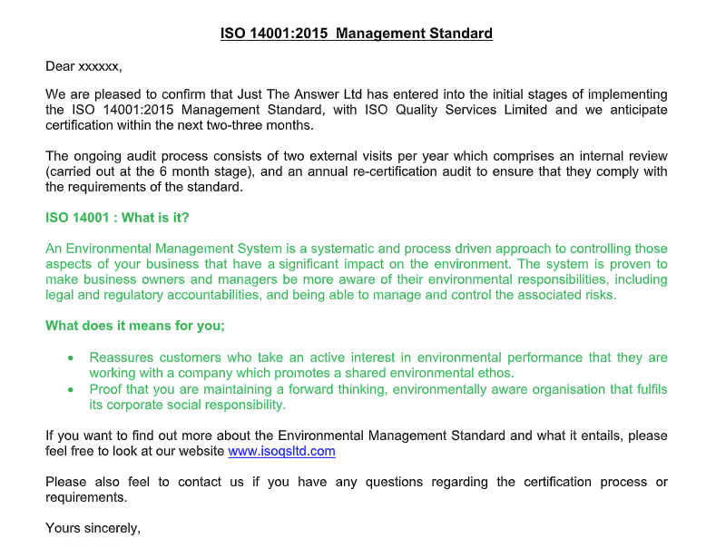 ISO 14001 & going carbon neutral 