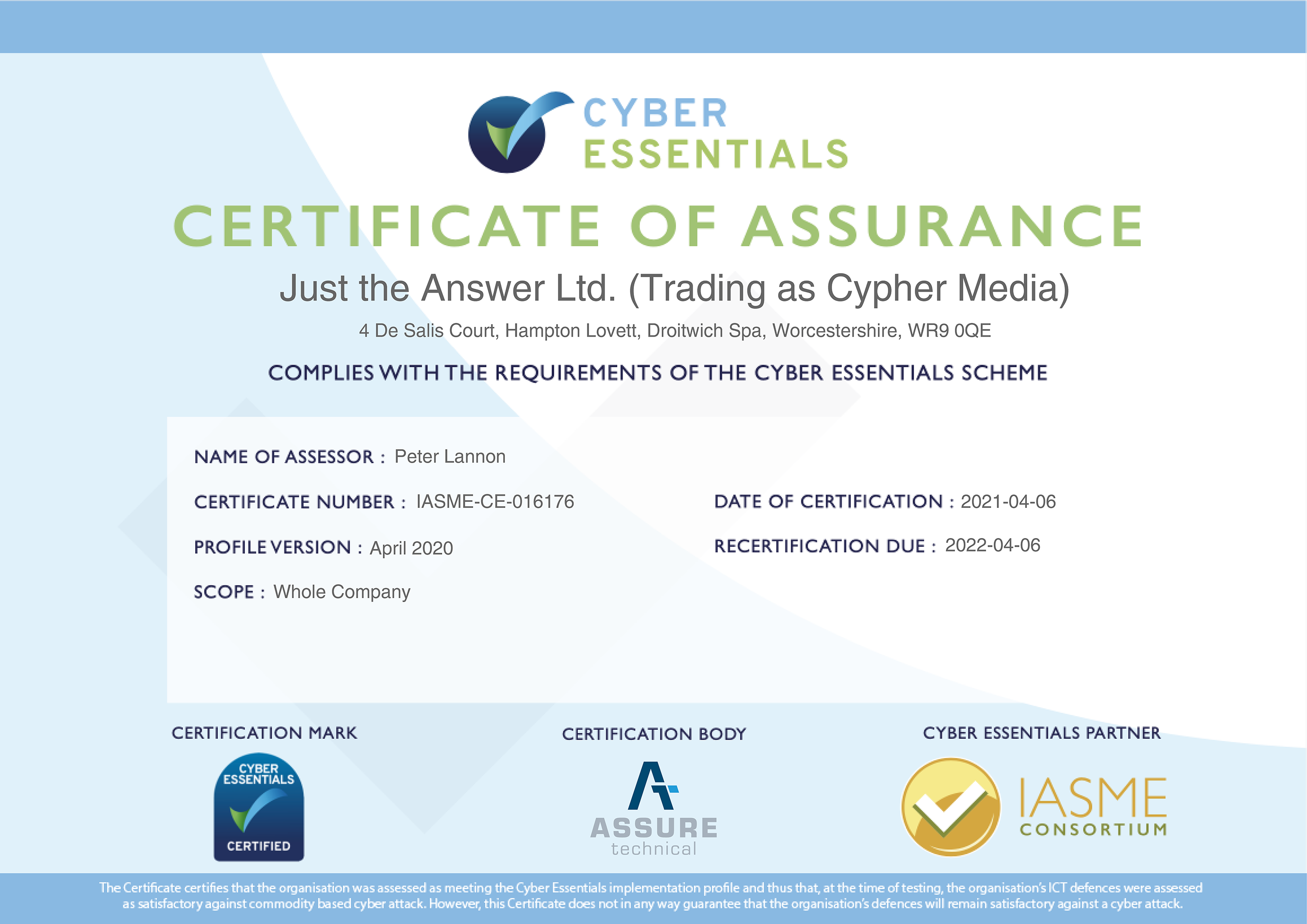 Cyber Essentials Recertification