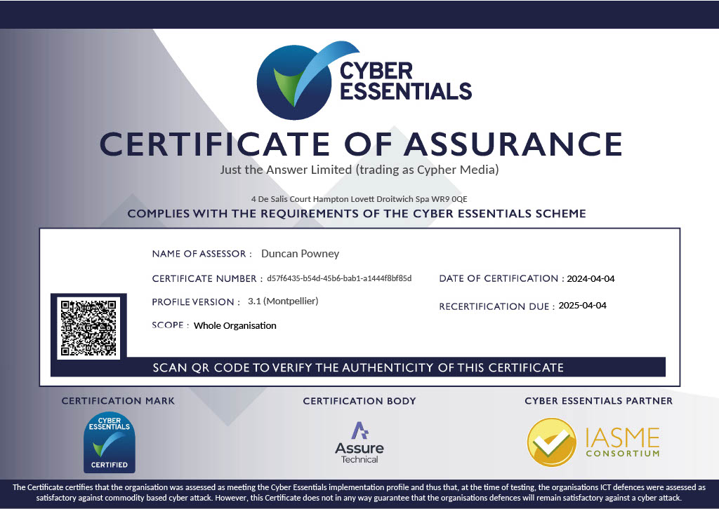 We're Cyber Essentials Recertified!